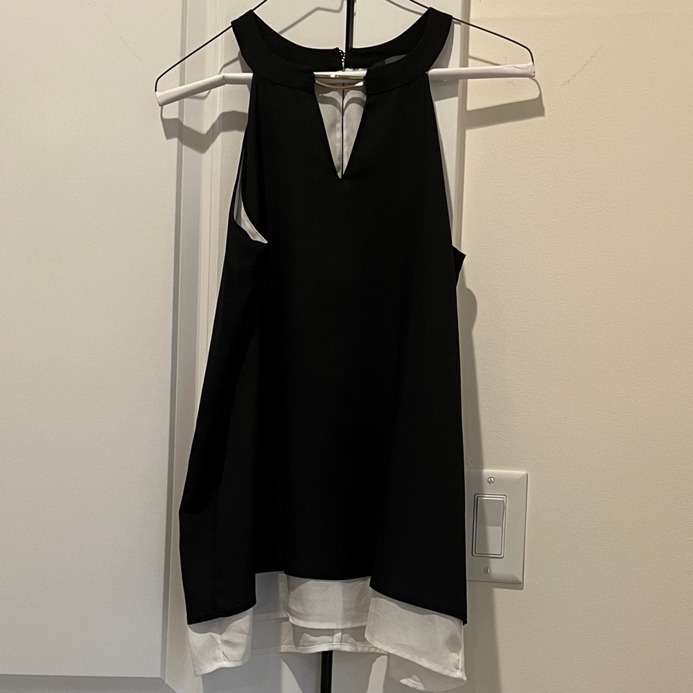 The Limited Black and White Keyhole Blouse